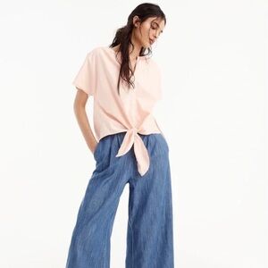 J Crew Tie-Front Button Back Top Iced Peach Size Medium